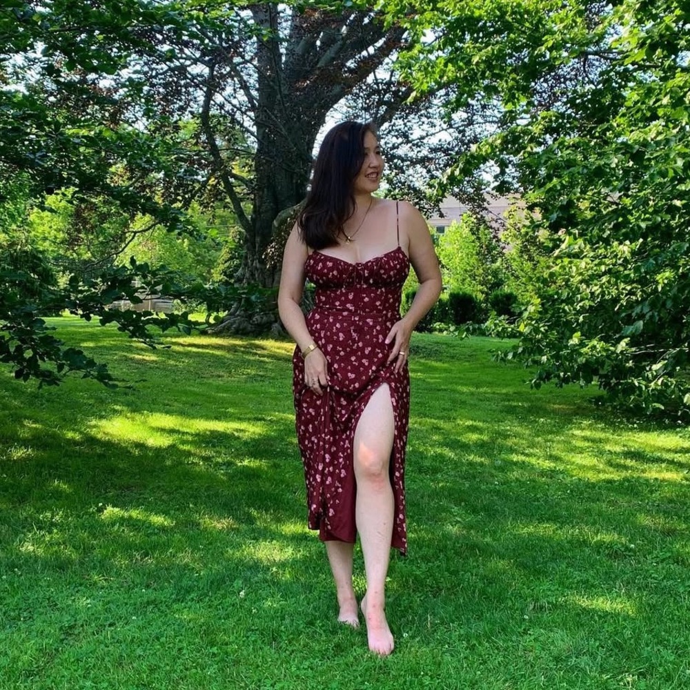 House of CB Burgundy Floral Dress